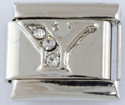 Silver CZ Letter Y 9mm Charm