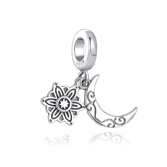 925 Sterling Silver Crescent Moon and Evening Star Charm